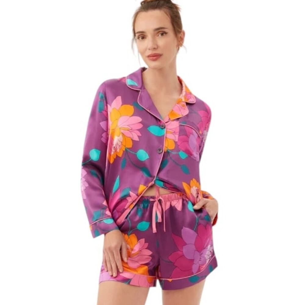 NWOT $199 Trina Turk x BedHead EVENING BLOOM Long Sleeve Shorty PJ Set Sz Small